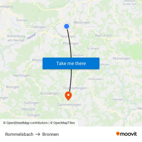 Rommelsbach to Bronnen map