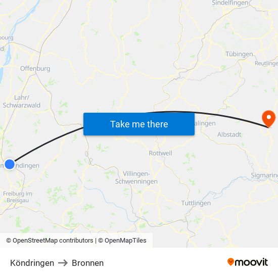 Köndringen to Bronnen map