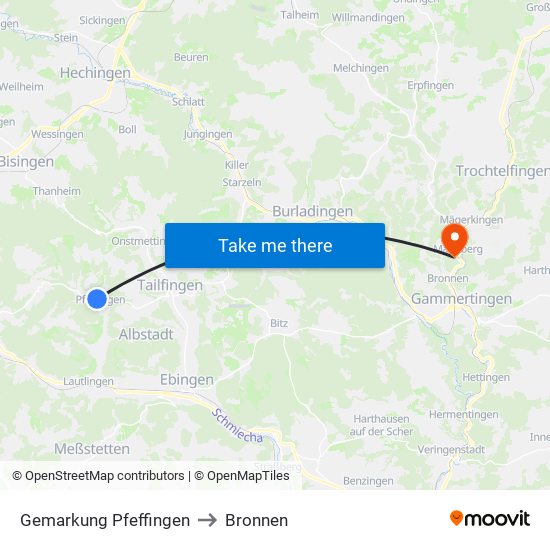 Gemarkung Pfeffingen to Bronnen map