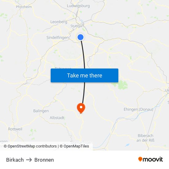 Birkach to Bronnen map