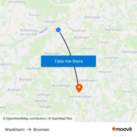 Wankheim to Bronnen map