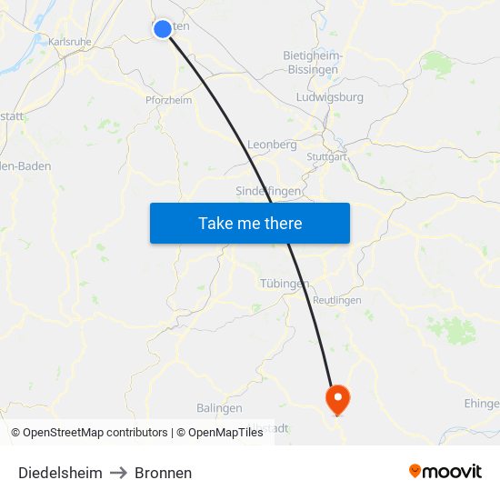 Diedelsheim to Bronnen map