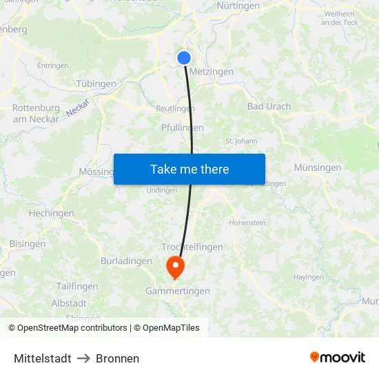 Mittelstadt to Bronnen map