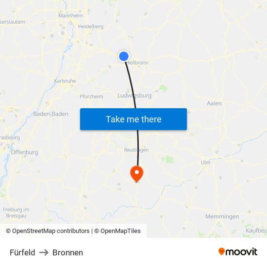 Fürfeld to Bronnen map