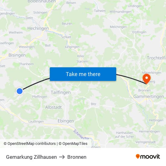 Gemarkung Zillhausen to Bronnen map