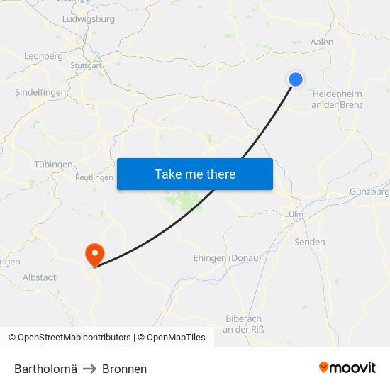 Bartholomä to Bronnen map