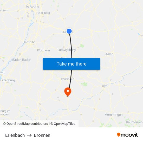 Erlenbach to Bronnen map