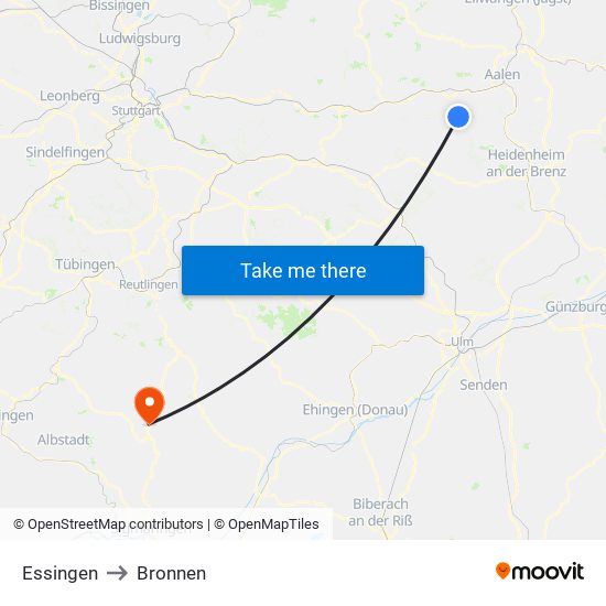 Essingen to Bronnen map