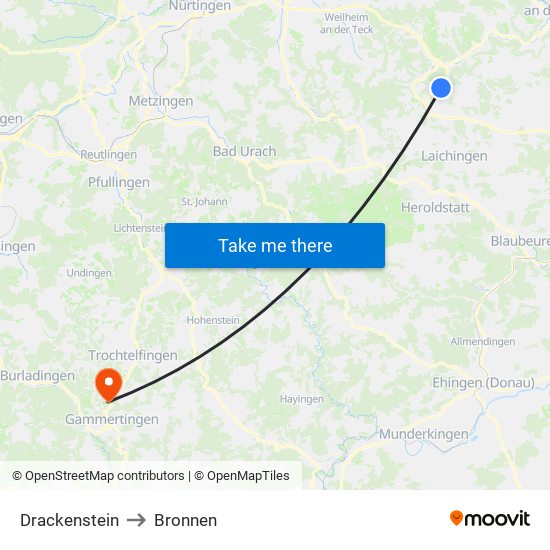 Drackenstein to Bronnen map