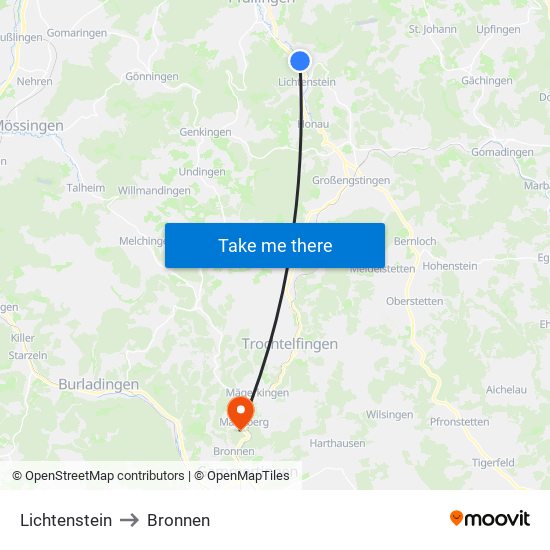 Lichtenstein to Bronnen map