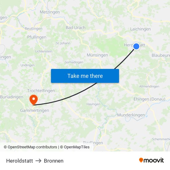 Heroldstatt to Bronnen map