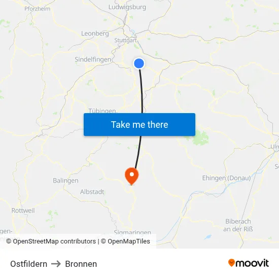 Ostfildern to Bronnen map