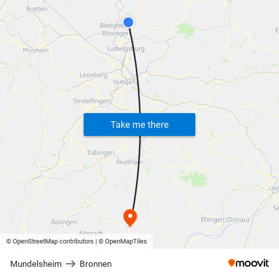 Mundelsheim to Bronnen map