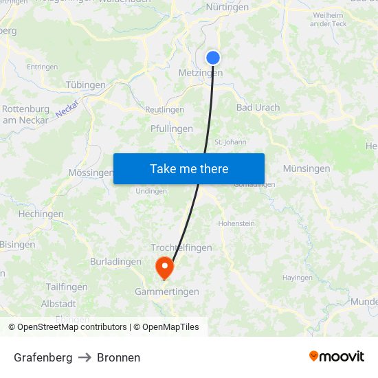 Grafenberg to Bronnen map