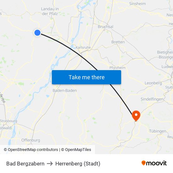 Bad Bergzabern to Herrenberg (Stadt) map