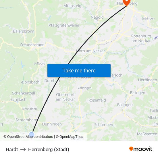 Hardt to Herrenberg (Stadt) map