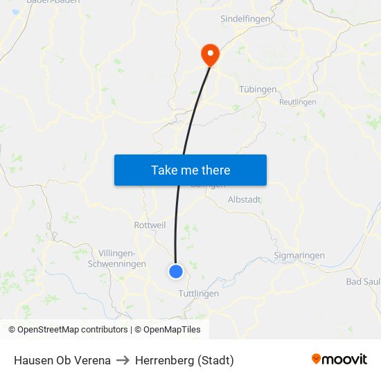 Hausen Ob Verena to Herrenberg (Stadt) map