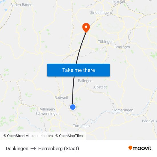 Denkingen to Herrenberg (Stadt) map