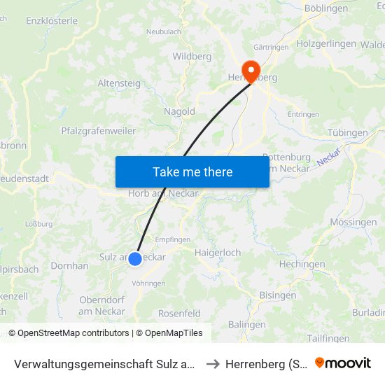 Verwaltungsgemeinschaft Sulz am Neckar to Herrenberg (Stadt) map