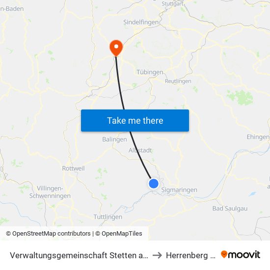 Verwaltungsgemeinschaft Stetten am Kalten Markt to Herrenberg (Stadt) map