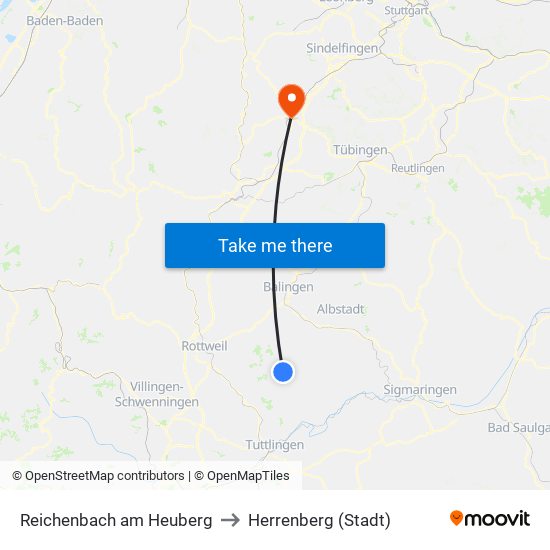 Reichenbach am Heuberg to Herrenberg (Stadt) map