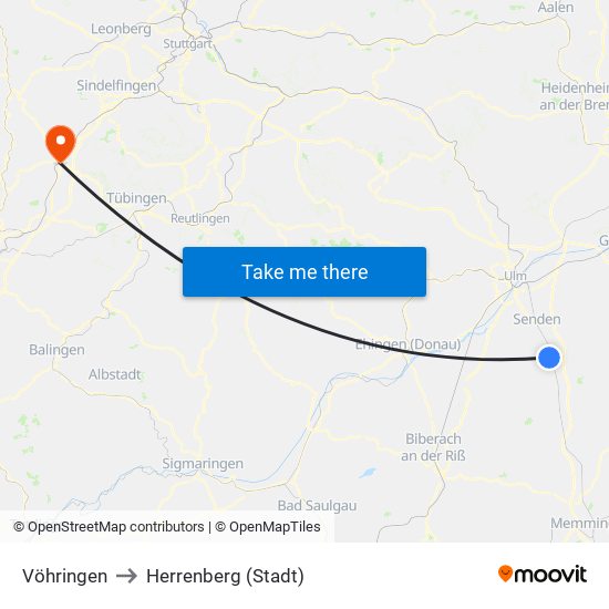 Vöhringen to Herrenberg (Stadt) map