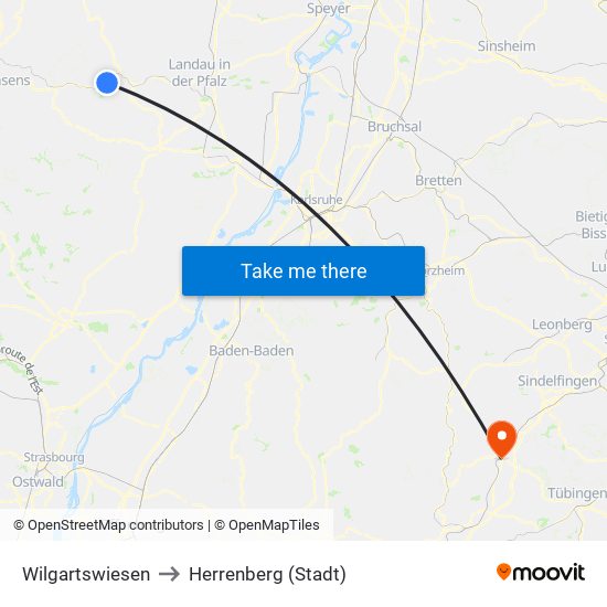 Wilgartswiesen to Herrenberg (Stadt) map