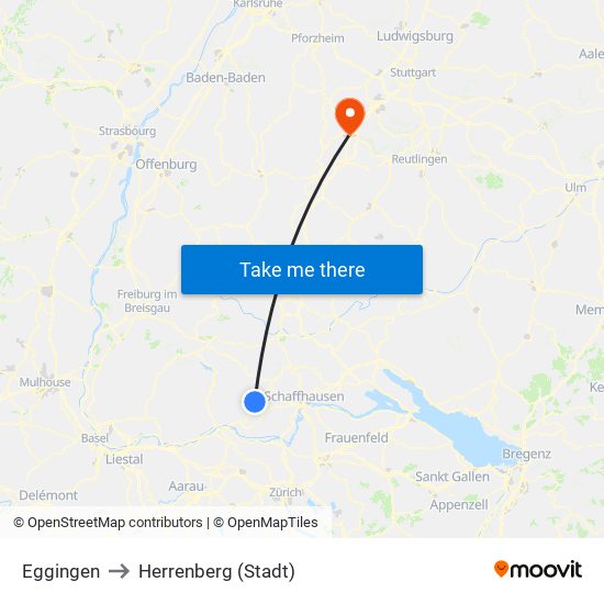 Eggingen to Herrenberg (Stadt) map