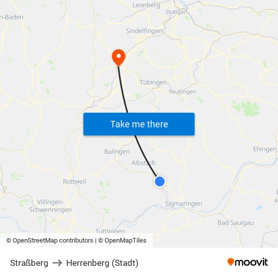 Straßberg to Herrenberg (Stadt) map