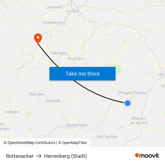 Rottenacker to Herrenberg (Stadt) map