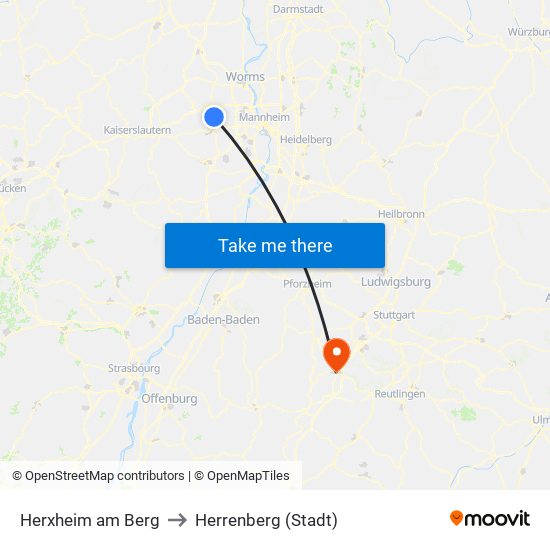 Herxheim am Berg to Herrenberg (Stadt) map