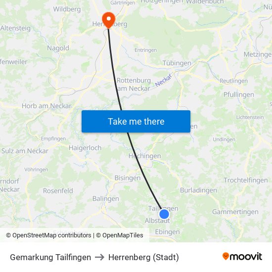 Gemarkung Tailfingen to Herrenberg (Stadt) map