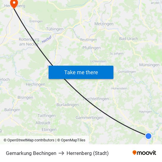 Gemarkung Bechingen to Herrenberg (Stadt) map