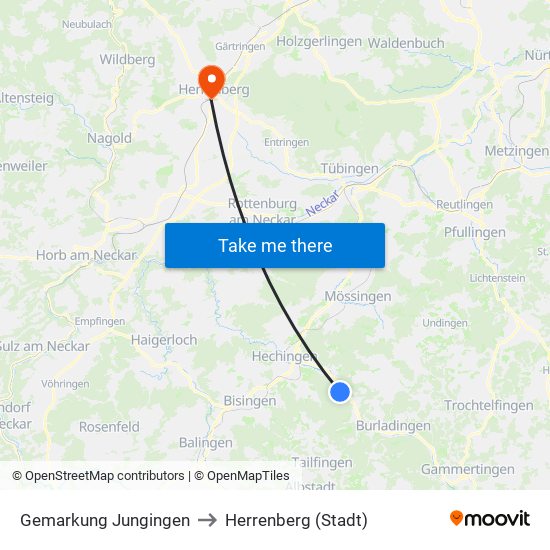 Gemarkung Jungingen to Herrenberg (Stadt) map