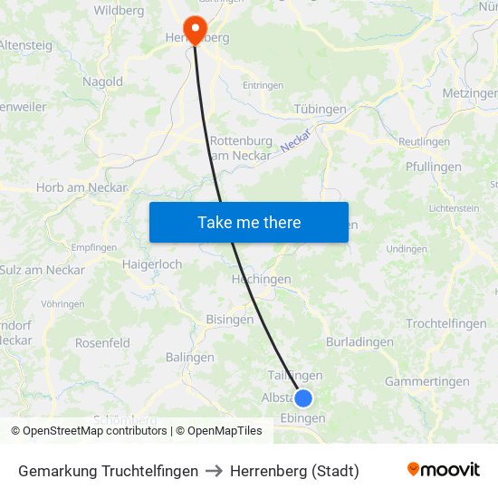 Gemarkung Truchtelfingen to Herrenberg (Stadt) map