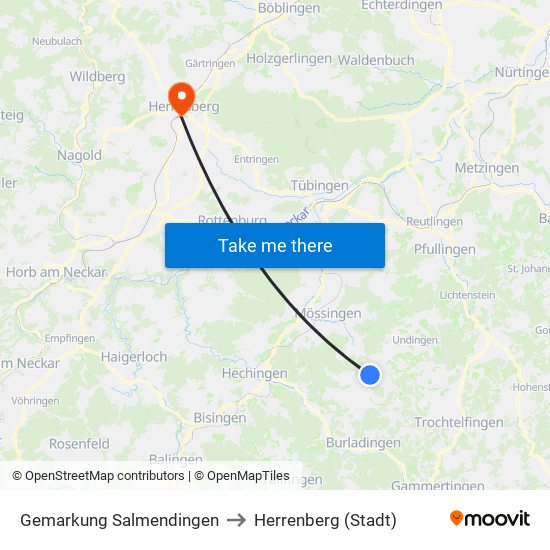 Gemarkung Salmendingen to Herrenberg (Stadt) map