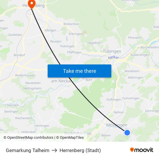 Gemarkung Talheim to Herrenberg (Stadt) map