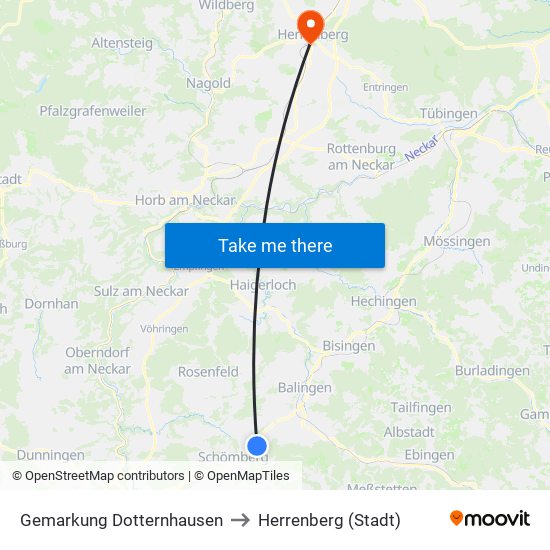 Gemarkung Dotternhausen to Herrenberg (Stadt) map