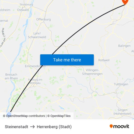 Steinenstadt to Herrenberg (Stadt) map