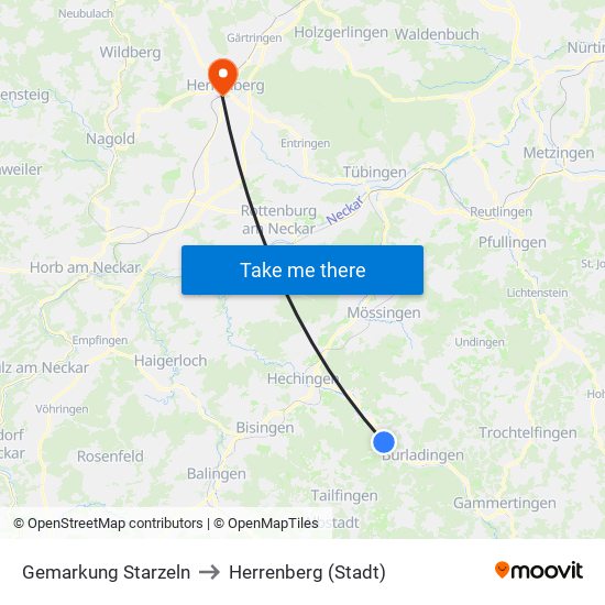 Gemarkung Starzeln to Herrenberg (Stadt) map