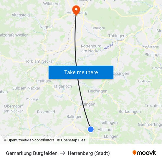 Gemarkung Burgfelden to Herrenberg (Stadt) map