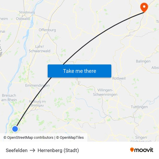 Seefelden to Herrenberg (Stadt) map