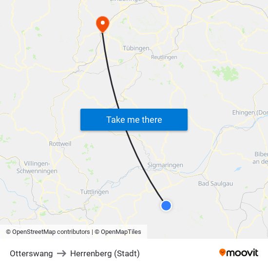 Otterswang to Herrenberg (Stadt) map