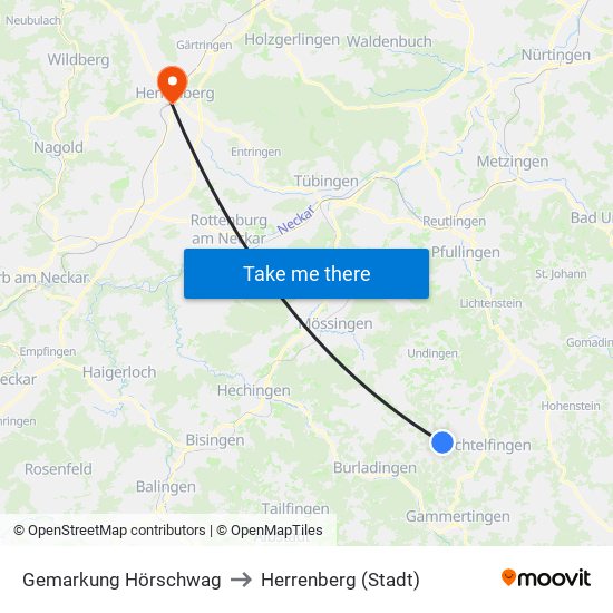 Gemarkung Hörschwag to Herrenberg (Stadt) map