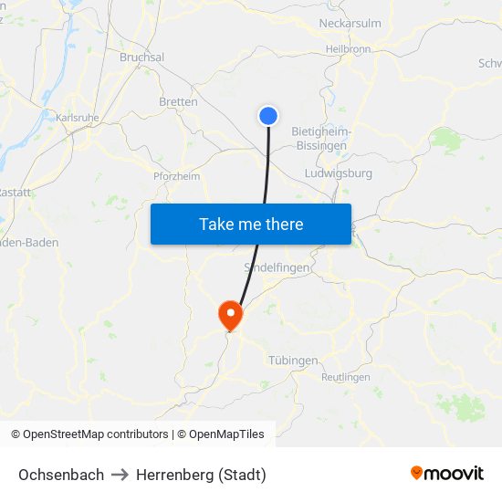 Ochsenbach to Herrenberg (Stadt) map