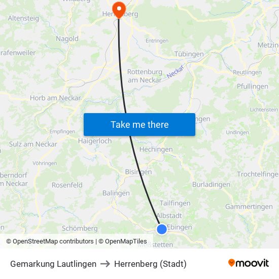 Gemarkung Lautlingen to Herrenberg (Stadt) map