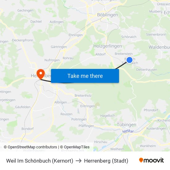 Weil Im Schönbuch (Kernort) to Herrenberg (Stadt) map