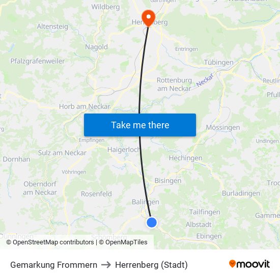 Gemarkung Frommern to Herrenberg (Stadt) map