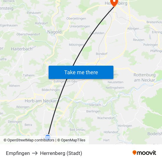 Empfingen to Herrenberg (Stadt) map