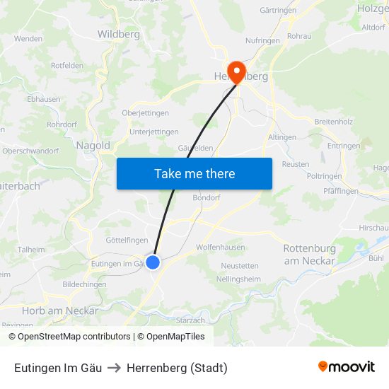 Eutingen Im Gäu to Herrenberg (Stadt) map